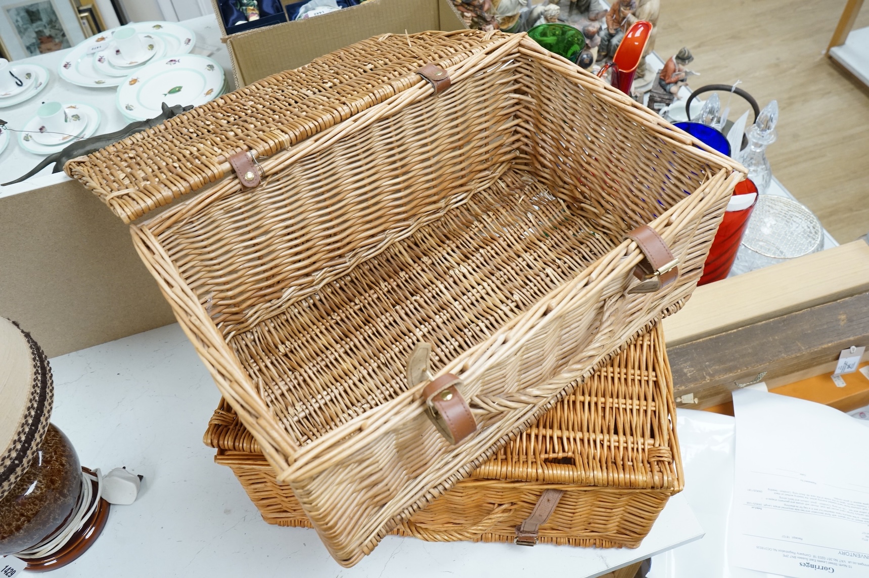 Two Fortnam and Masons picnic baskets hampers 51cm x 24cm